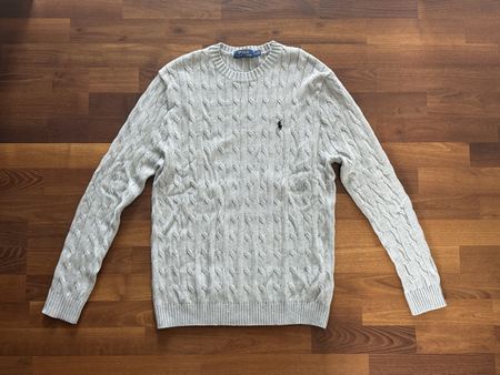 Polo Ralph Lauren Zopfstrick Pullover Grau Grösse M