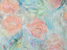 Originalgemälde mit Rosen, Leinwand 100x100 cm, Unikat!