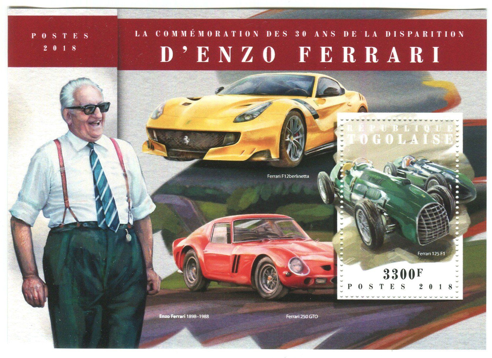 Tutti i francobolli: Block "Ferrari". Togo – Nuovo e nell'imballaggio originale da Basel venduto da Butsch5