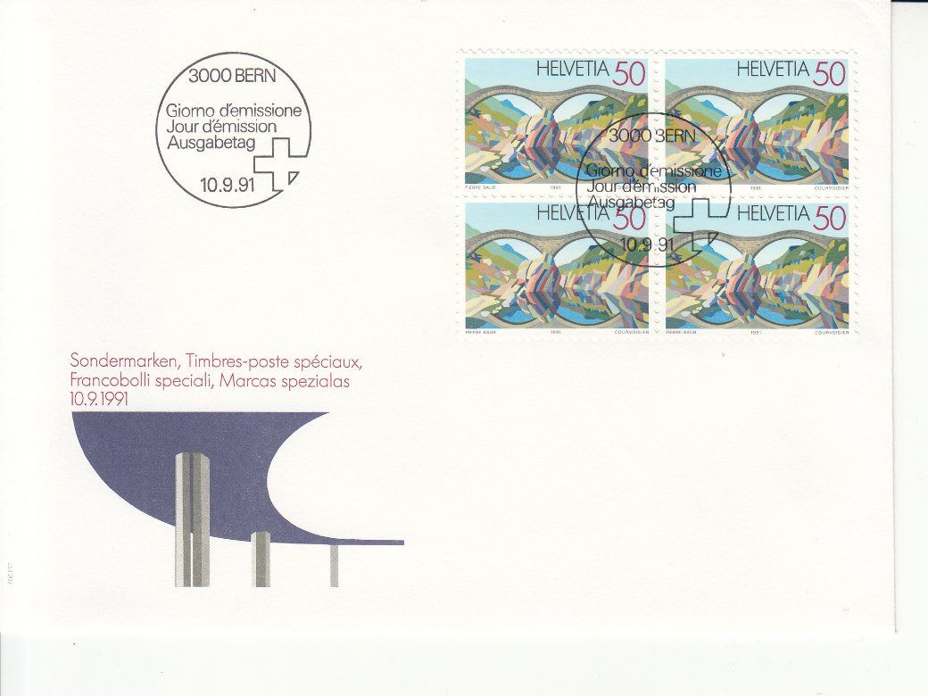 Alle Briefmarken: SBK 814 - 817 im 4er-Block FDC – Gebraucht aus Bürglen TG von StampGraf 1