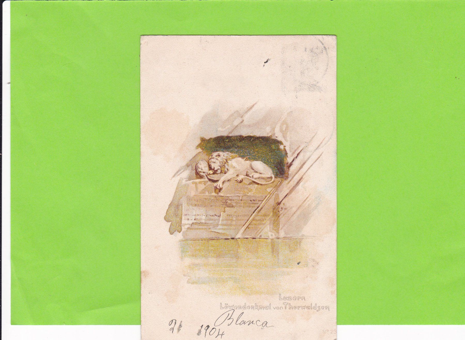 Cartoline postali: Luzern-Löwendenkmal---1904 – Usato da St. Peterzell venduto da neckertal
