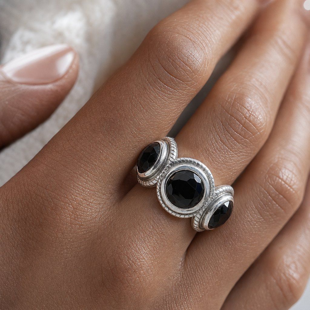 Olga Ribler Ringe: Statement Silber Ring 925 mit Onyx Grösse 56 – Neu (gemäss Beschreibung) aus Luzern von Schmuckoutlet 7