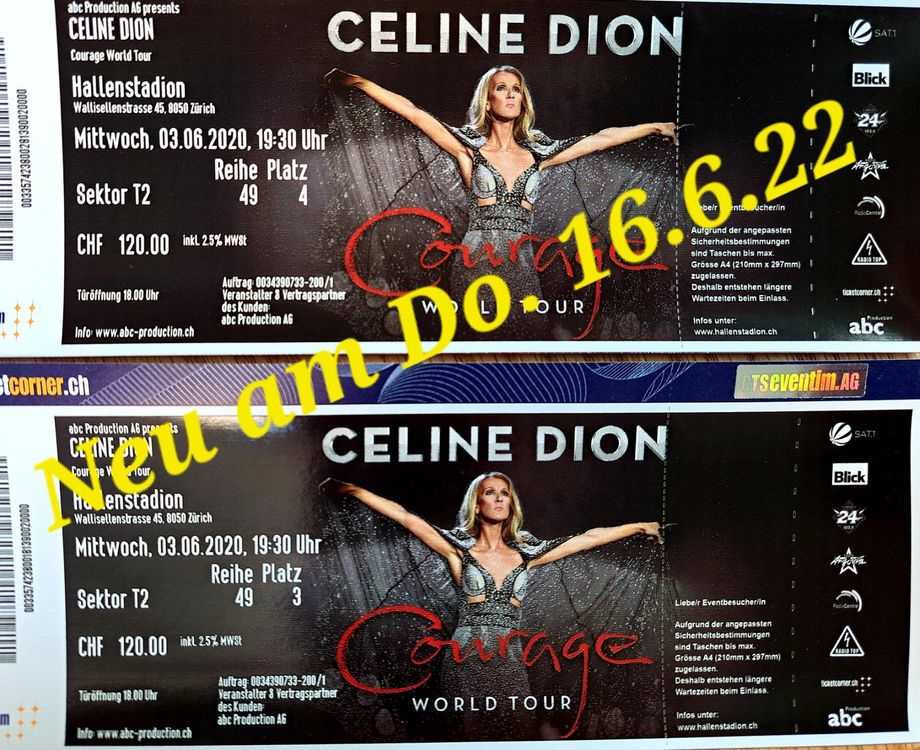 CELINE DION TICKETS 2x Kaufen auf Ricardo