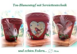 Blumentopf, schön verziert; aus Ton