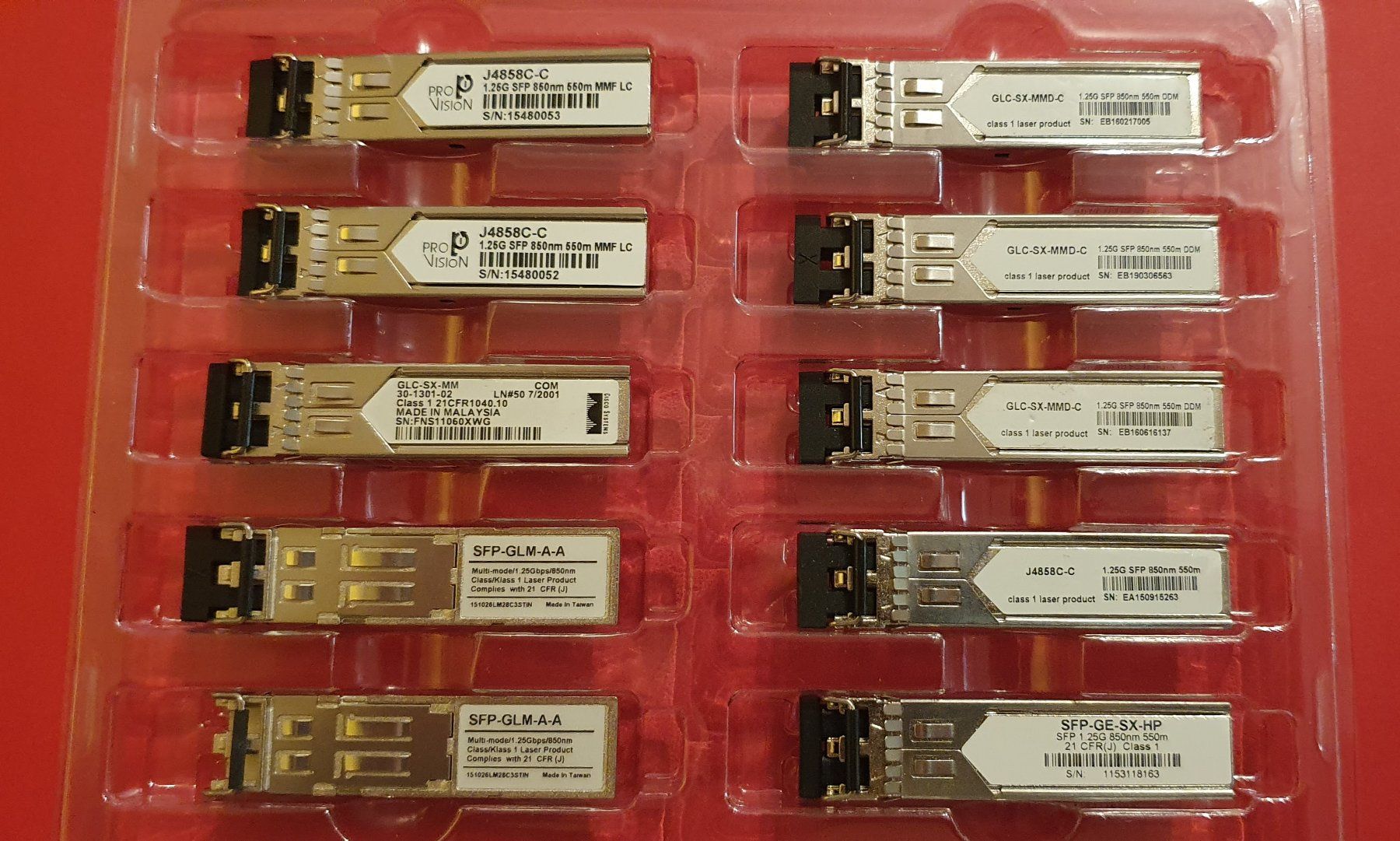 Unità & Adattatore: 10 x SPF Module, Restposten, Multimode, 850nm, 1.25GB, used – Usato da Reinach BL venduto da jcc.Basel