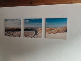 Wandbild 3-teilig Strandmotiv Dünen guter Zustand
