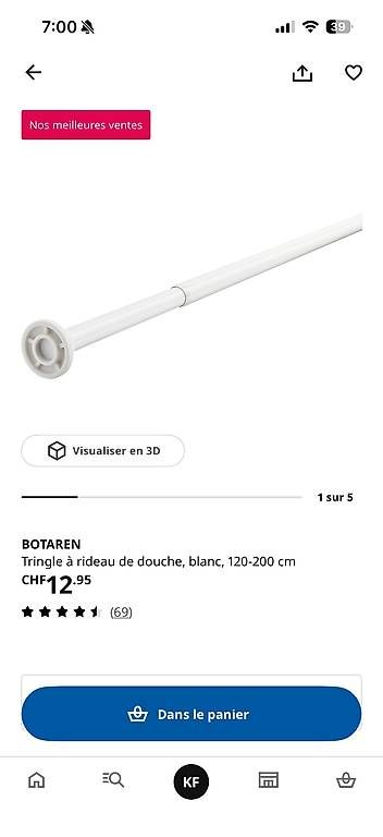 Altro per la casa: Rideau et barre/tringle de douche - comme neuf – Usato da Morges venduto da overkiki 1