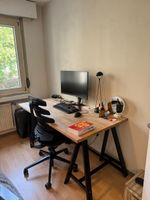 Schreibtisch Massivholz mit Metallgestell, gebrauchter Zusta
