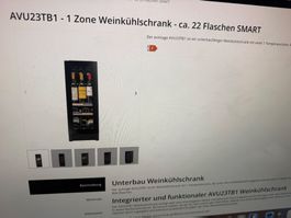 Weinkühlschrank AVU23TB1 - 1 Zone . 22 Flaschen 380,-.