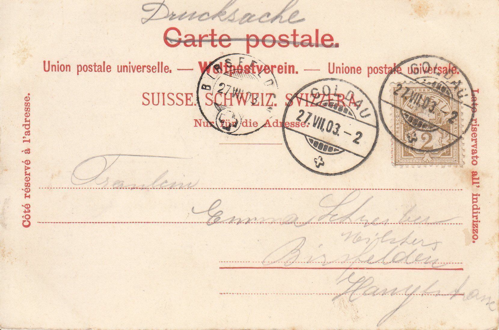 Cartoline postali: Arth-Goldau 1903 – Usato da Bürglen TG venduto da StampGraf 1