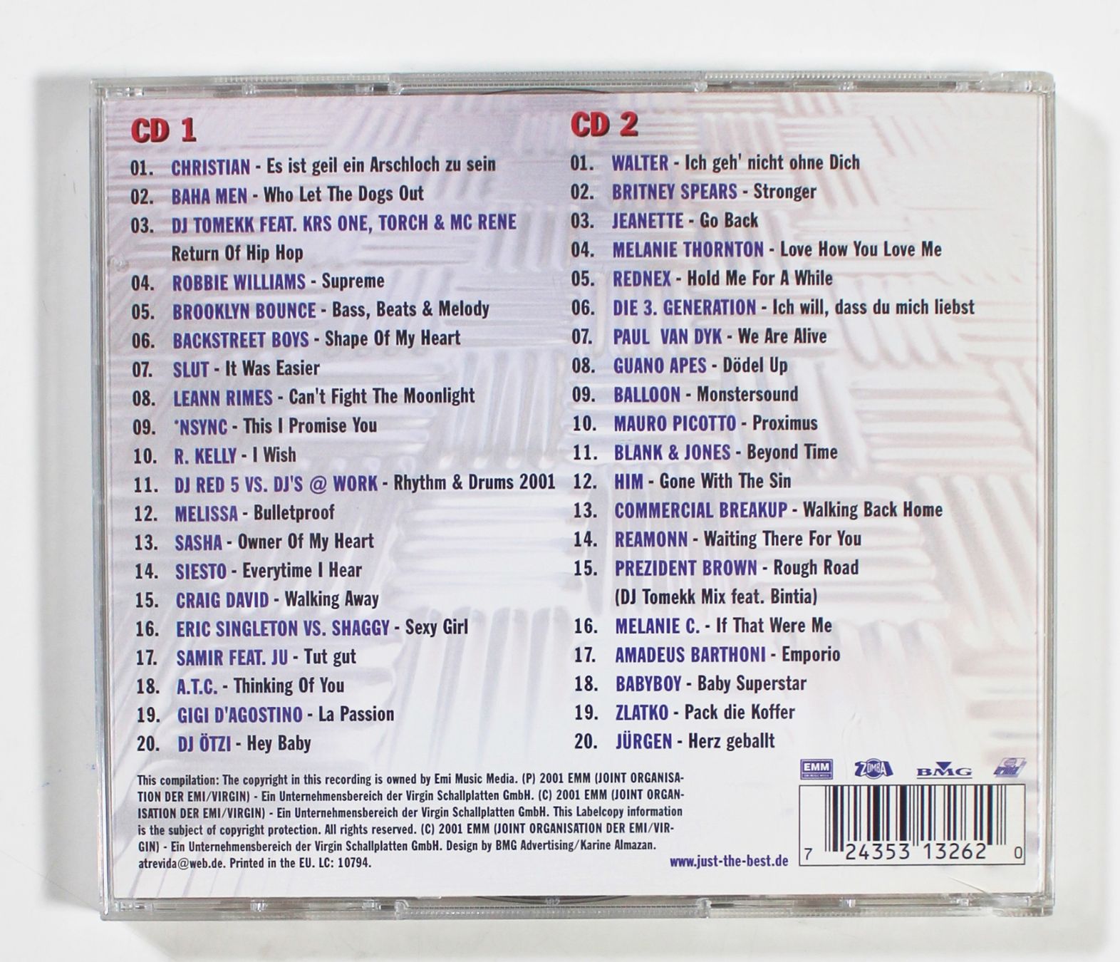 CD: 2CD - JUST THE BEST - 40 CHART TOP HITS 2001 Vol. 1 – Usato da Brüttisellen venduto da Collector-Corner 3
