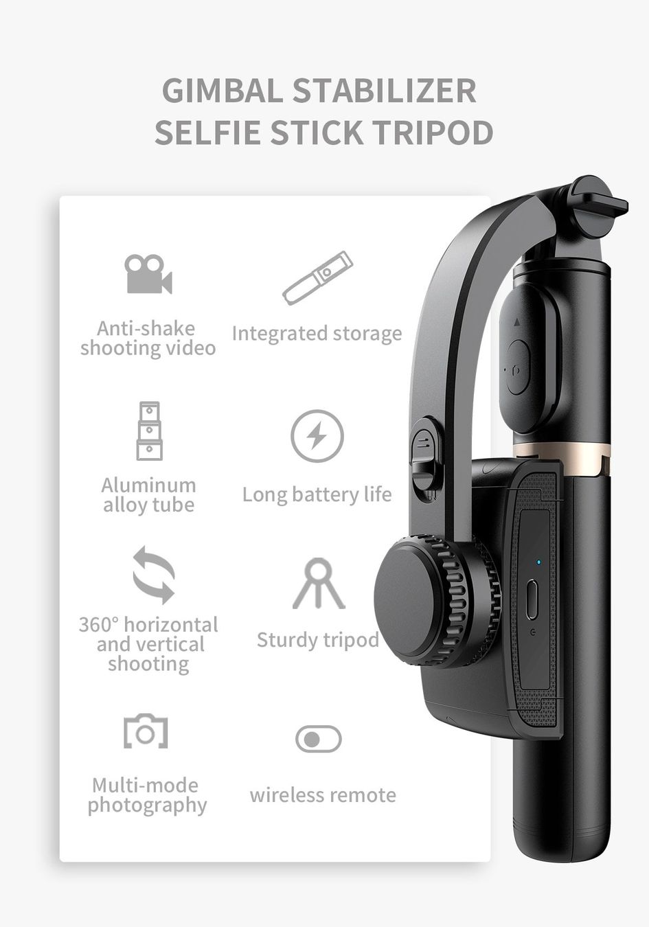 Halterungen: Stabilisator Bluetooth mit Stativ-Selfie-Stick – Neu und originalverpackt aus Unterägeri von RmOnline 3