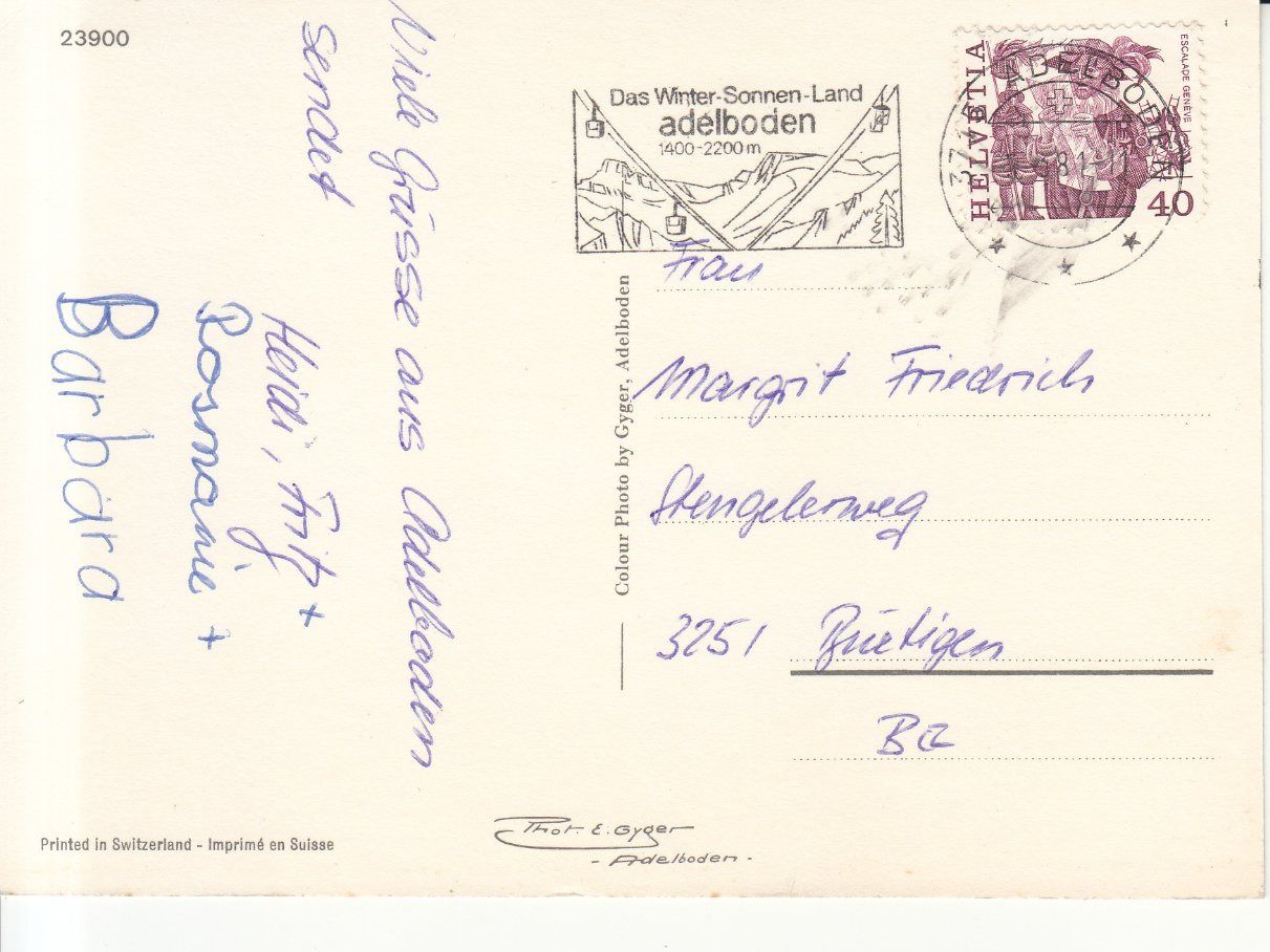 Cartoline postali: Adelboden 1981 – Usato da Bürglen TG venduto da StampGraf 1