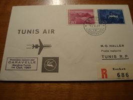 Erstflug 1961Genf-Tunis, Tunis Air, Marken Liechtenstein