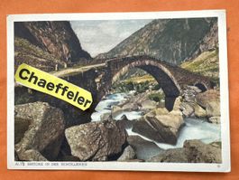 1935 alte Brücke in Schöllenen, Uri, Schweiz
