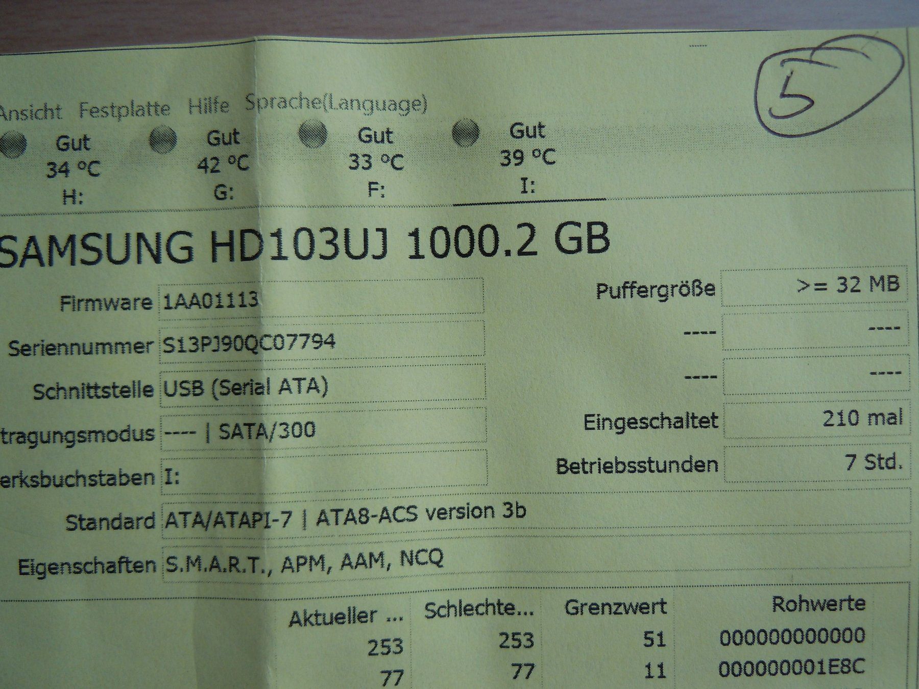 Samsung Dischi rigidi: Samsung HD103UJ  1 TB – Usato da Luzern venduto da Baumli1 2