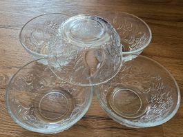 5 Glasschalen, Fruchtdekor, Durchmesser 13 cm