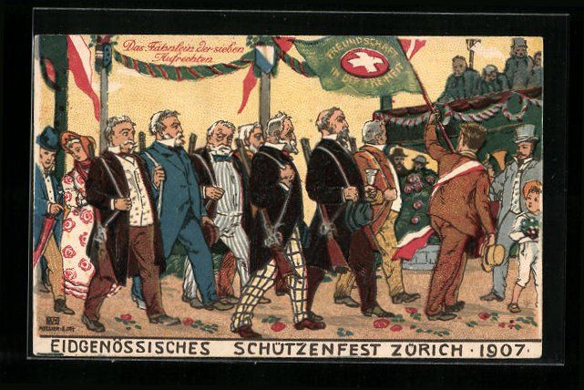 Cartoline postali: Zürich, Eidgenössisches Schützenfest  – Usato da Berlin venduto da bartko-reher