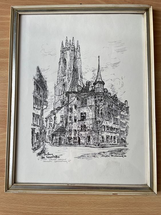 Gem Lde Tableau Freiburg Fribourg Kathedrale Kaufen Auf Ricardo Gemalde Tableau Kathedrale