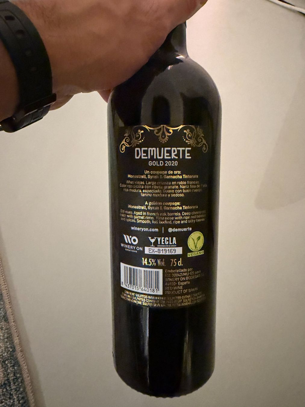 Vino: Demuerte Gold 2020 75cl 14.5% – Usato da Zürich venduto da novel 3