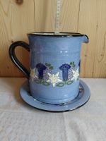 Grosser Keramik Krug 2.2L m.Unterteller blau Edelweiss Motiv