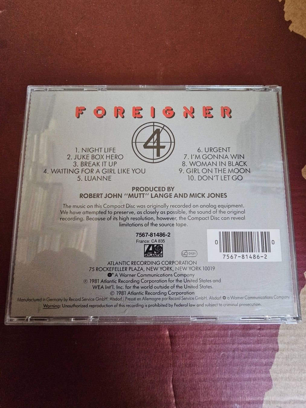 CD: CD - Foreigner – 4 (Classic Rock, 1981) – Usato da Biberist venduto da Foolio0 1