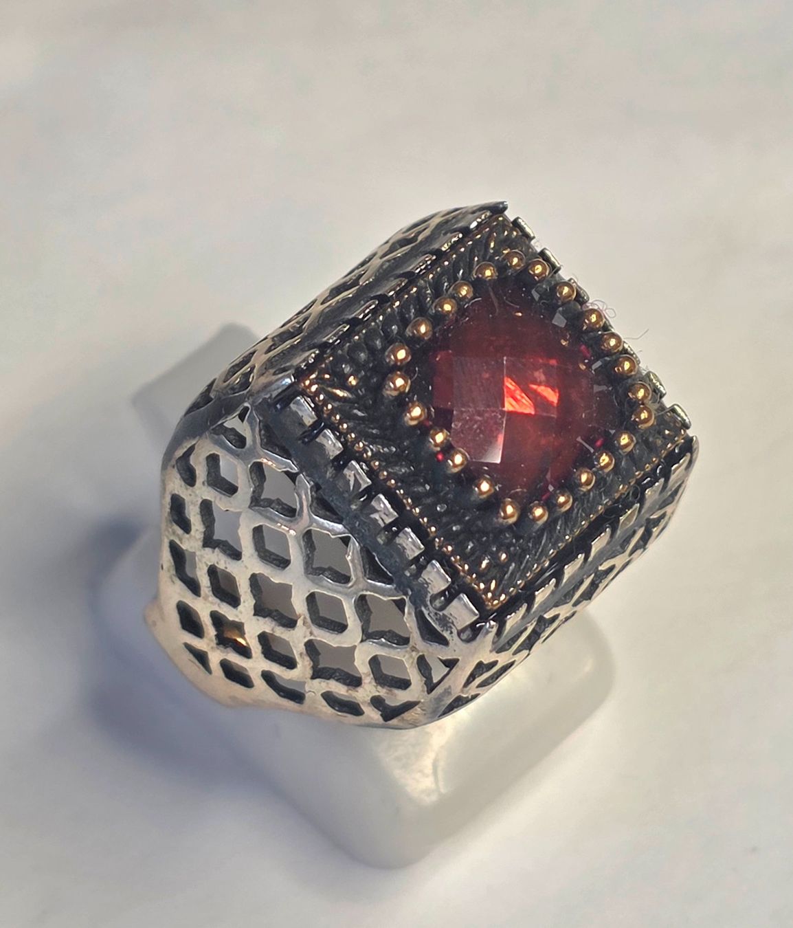 Bagues: Granat Silber Ring – Neuf (Voir description) à Zürich par adriben