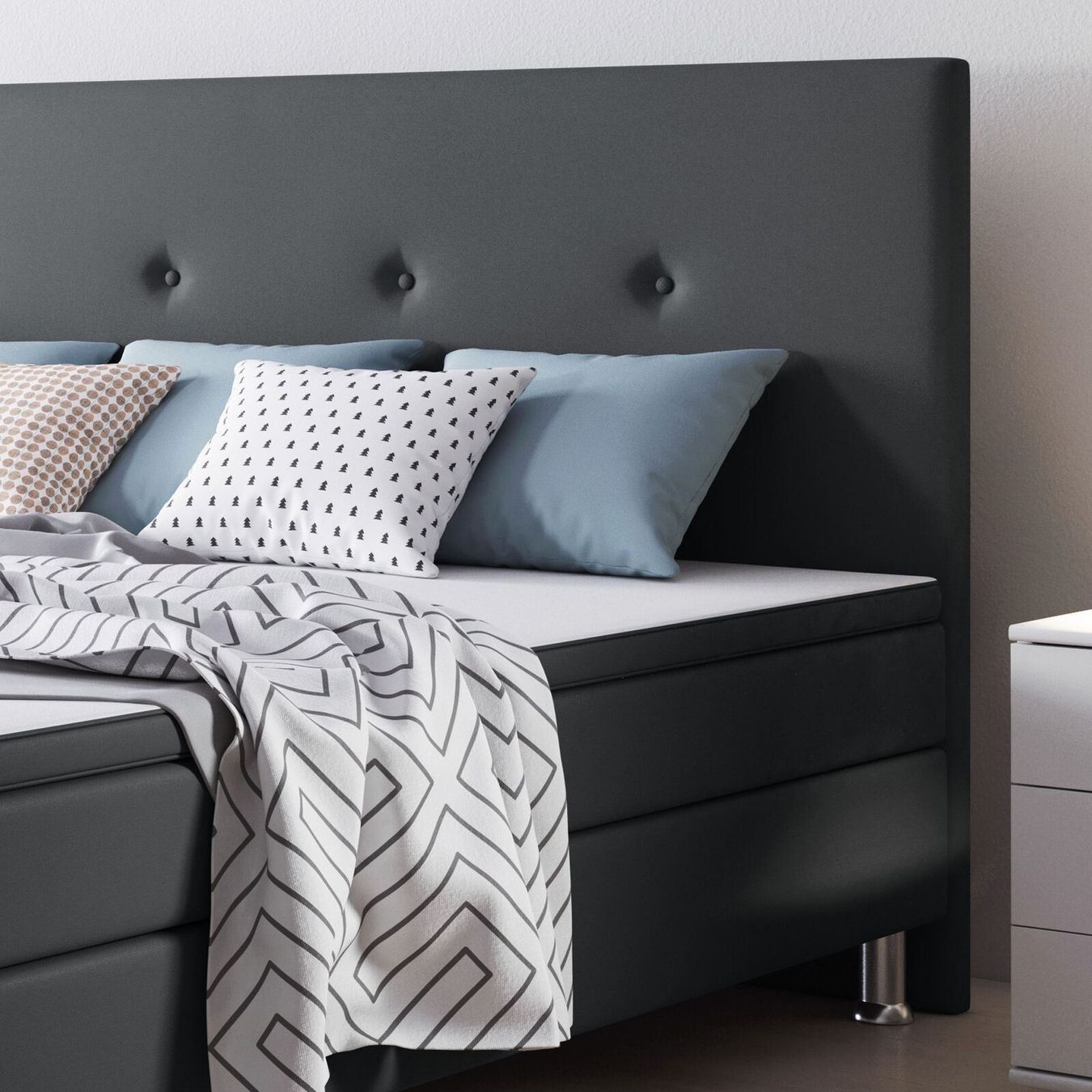 Betten: Boxspringbett 180x200 Anthrazit Doppelbett Bett Hotelbett – Neu und originalverpackt aus Wallenwil von toesstal-vertrieb 3