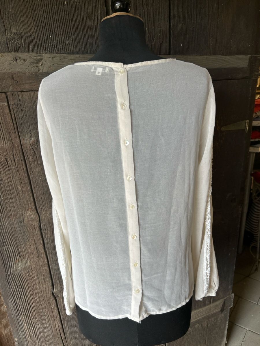 Camicette: Kaffe Bluse Weiss Grösse 38 leichte Spitze – Usato da Kirchdorf BE venduto da Stella130 2