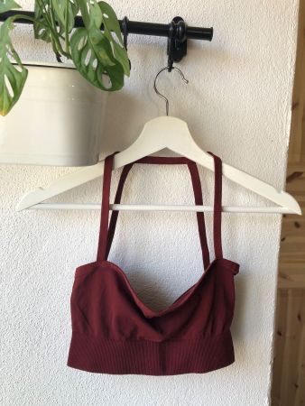 FREE PEOPLE Holder Neck Low Back Burgundy Bralette XS/S