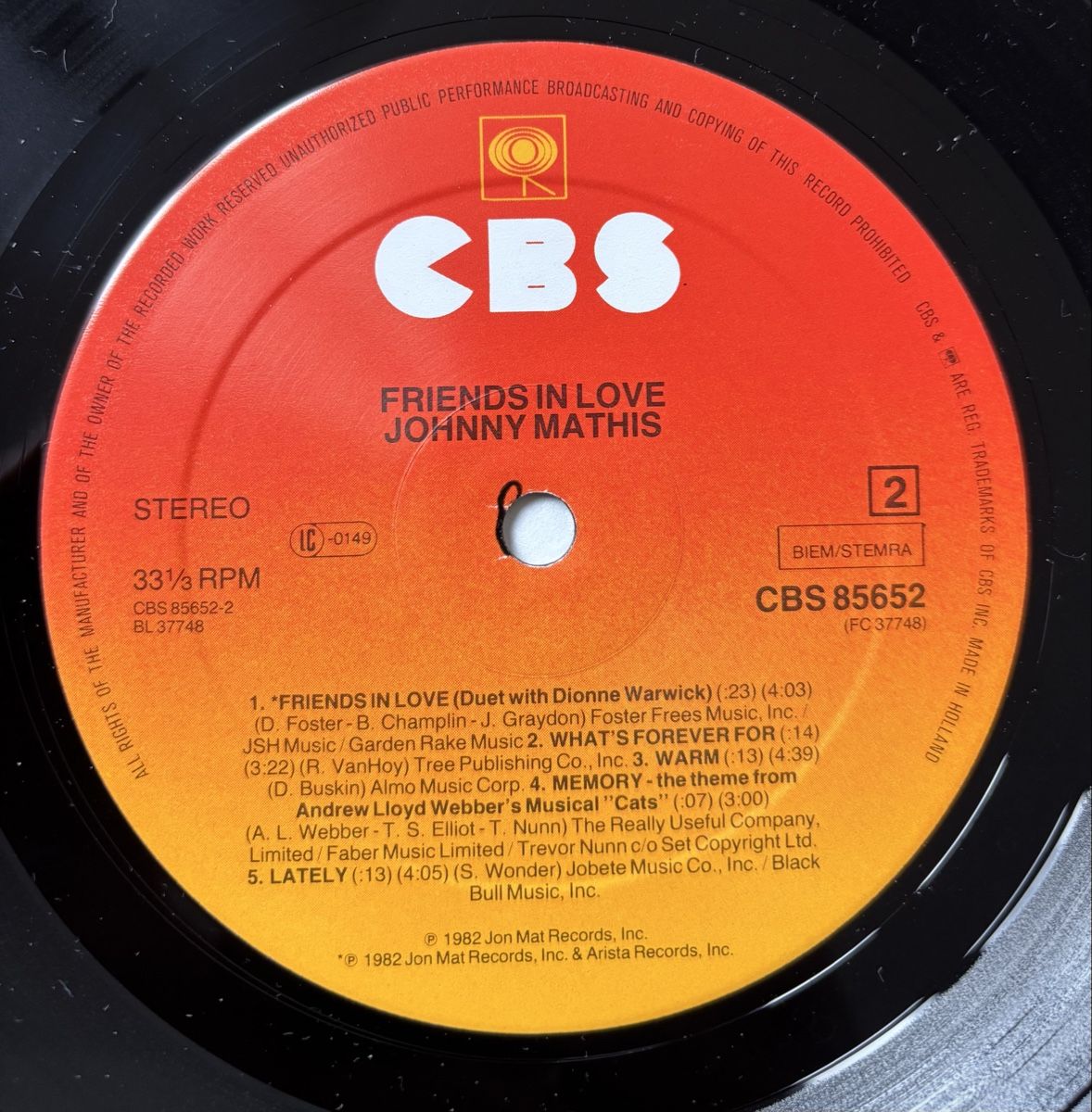 Dischi in vinile: Johnny Mathis - Friends In Love LP VG+/VG+ – Usato da Neuchâtel venduto da Deivid2 2