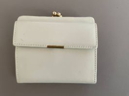 Leder Portemonnaie mit Schnappverschluss beige-gold