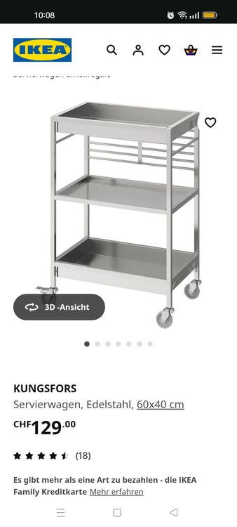 IKEA KUNGSFORS Regal Edelstahl Servierwagen Kaufen auf Ricardo