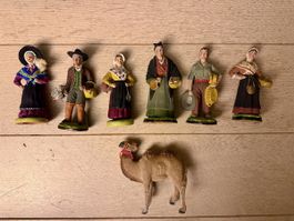 6 santons anciens 13 cm Carbonel Adry
