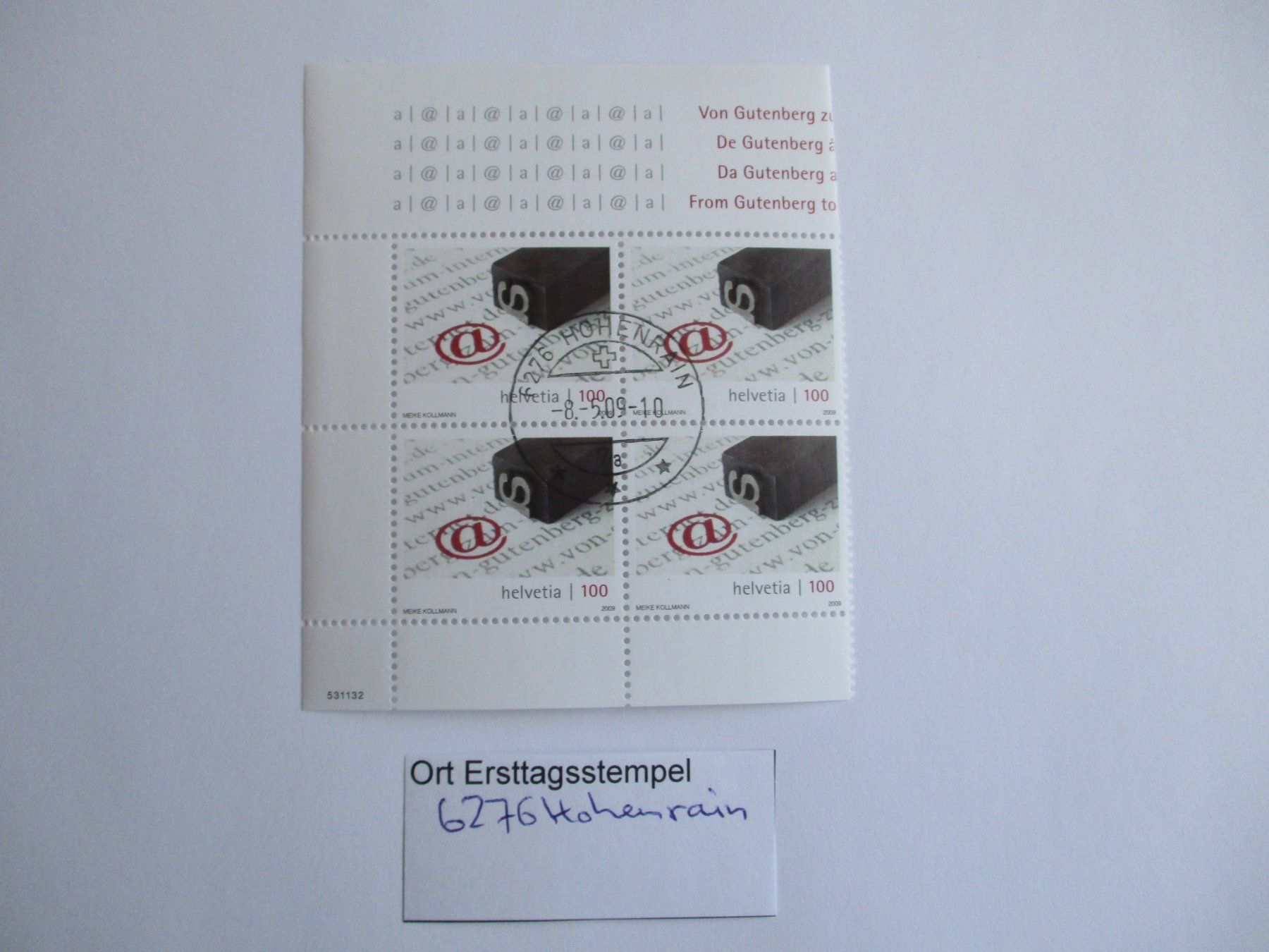 Tutti i francobolli: Viererblock mit Ort Ersttagsstempel 6276 Hohenrain – Usato da Langnau b. Reiden venduto da Aktuell88