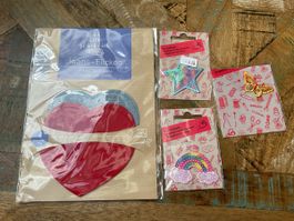 Patch/ Flicken Set: 4 Herz, 1 Stern und 1 Regenbogen (NEU)