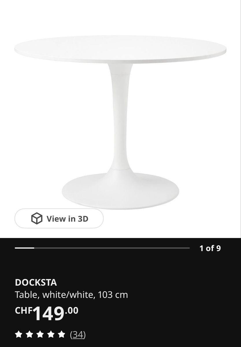 Ikea Tavoli: Runder Tisch (docksta) – Nuovo (secondo la descrizione) da Biel/Bienne venduto da z.haenni 2