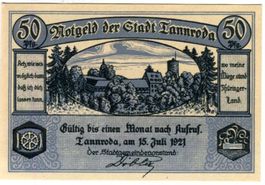 Notgeld "50 Pfennig. Tannroda 1921"