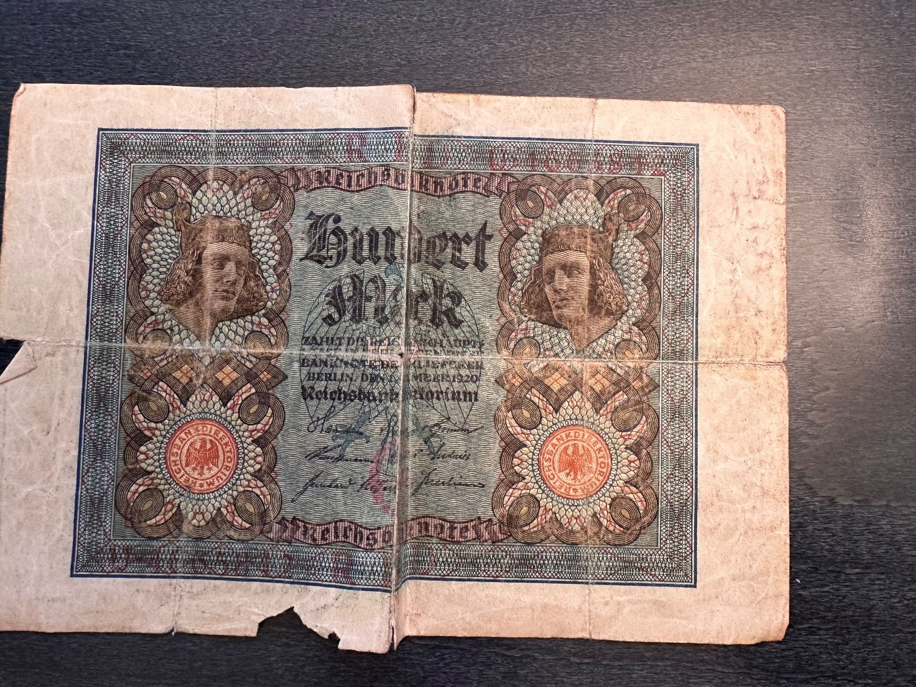 Banconote: Reichsbanknote 100 Mark 1920 – Usato da Emmenbrücke venduto da Neela87
