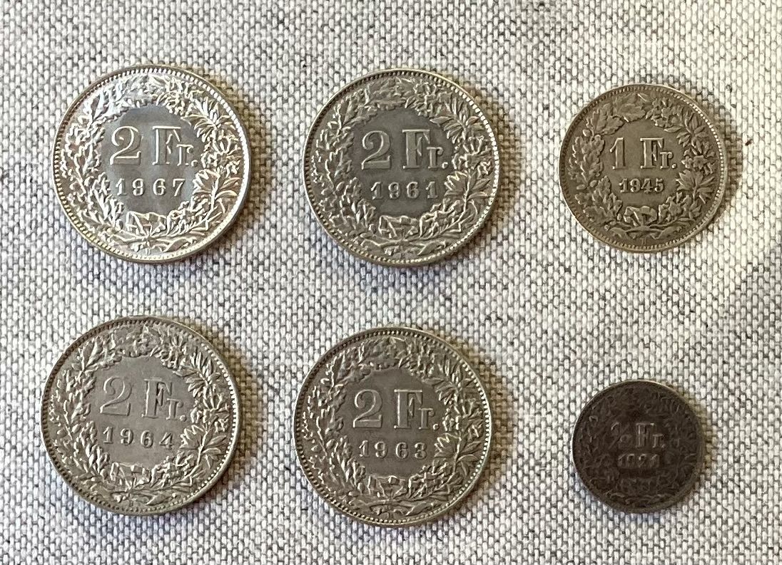 Tutti le monete: 6 Schweizer Silbermünzen – Usato da Reinach BL venduto da Linda013