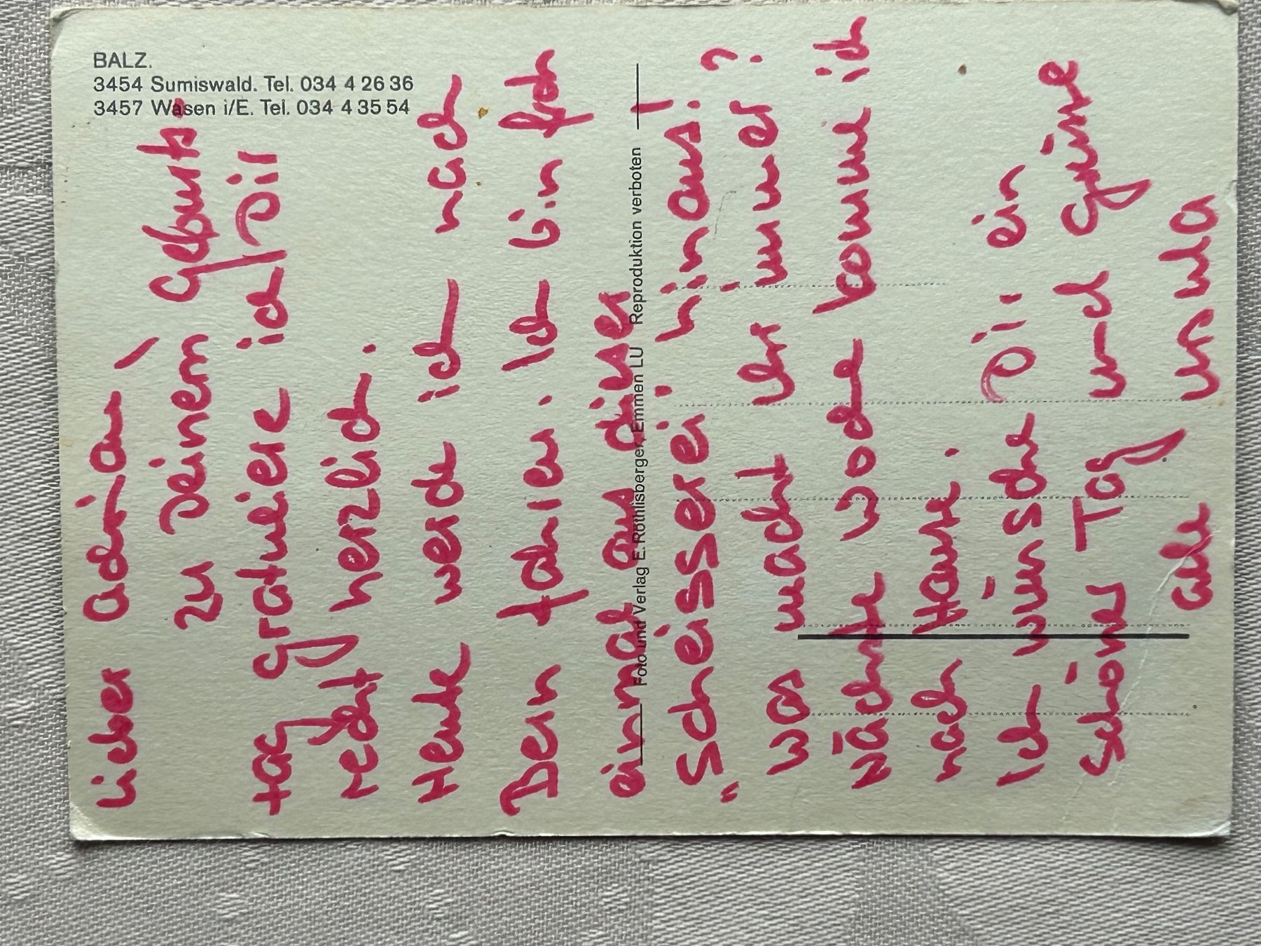 Cartoline postali: BALZ Sumiswald – Usato da Gächliwil venduto da H-PL 1