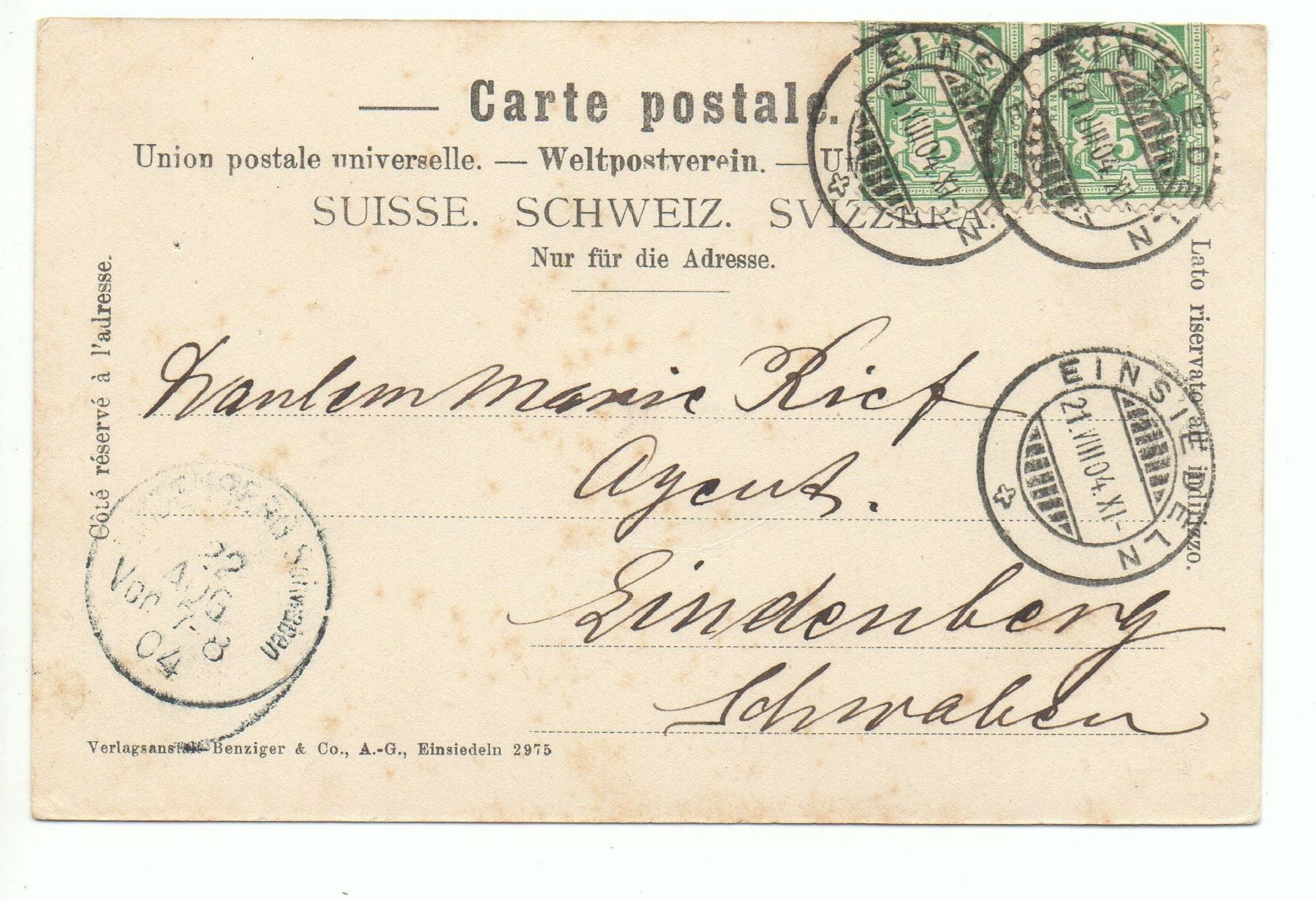 Cartoline postali: EINSIEDELN No. 2975 – Usato da Jona venduto da philajona 1