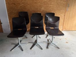 6 Stk. Embru Pagholz Thur-op-seat 1970 Stühle Sessel  