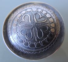 Silber 800 Brosche mit Kleeblatt  40 mm