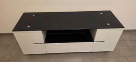 Möbel TV Lowboard Glas Schwarz Weiss guter Zustand