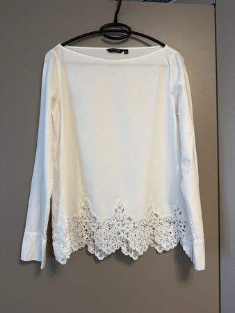 Massimo Dutti Damenbluse Grösse 36 Weiss mit Spitze