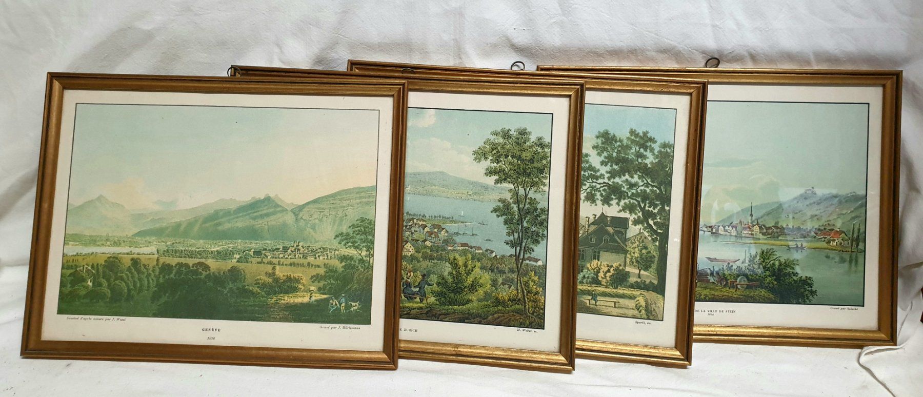 Grafica & Litografie: 4 Aquatinta Farb Drucke Kunstdrucke Lithos Stiche – Usato da Tüscherz-Alfermée venduto da Newpad