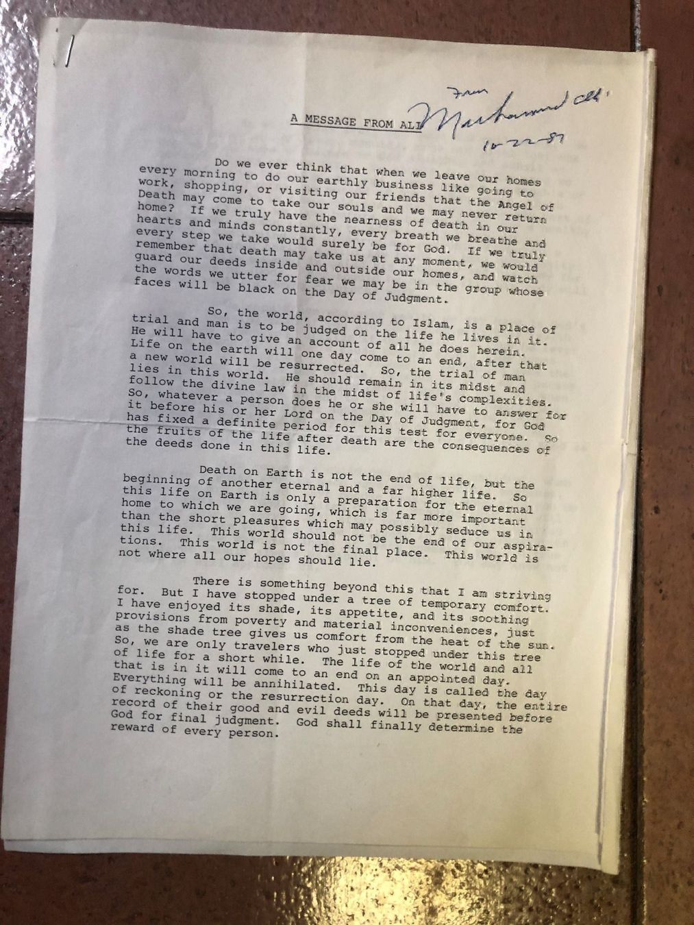 Autografi: 2 Seitiger Brief von Muhammad Ali – Usato da rafz venduto da Ttt0071