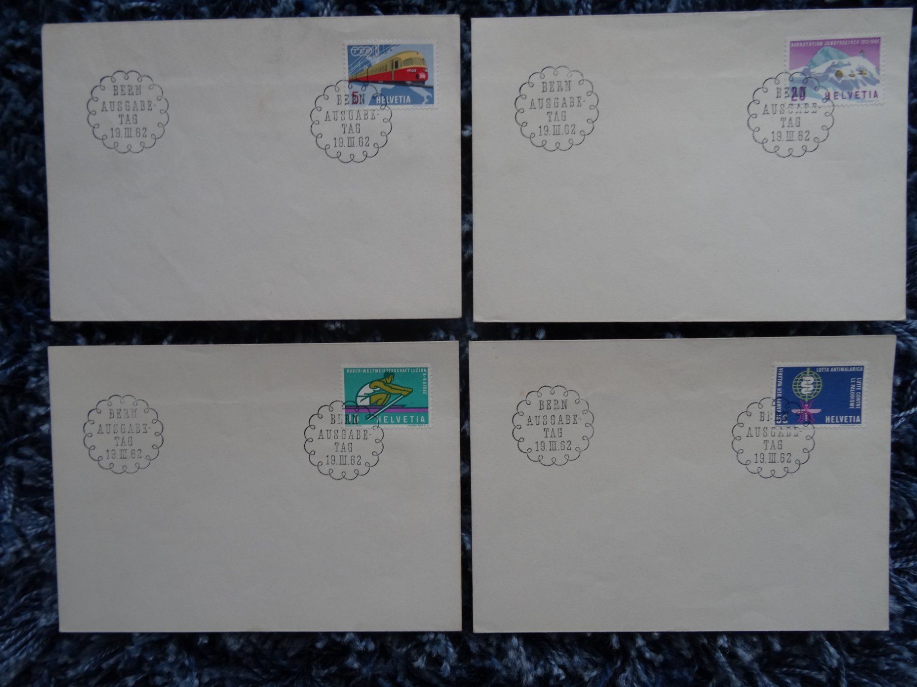 Alle Briefmarken: 4 Briefe FDC 1962 ab nur Fr. 5.-- – Gebraucht aus Lupfig von Buerkli20