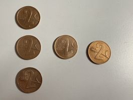 2 Rappen - 5 Stück  - zwischen 1952 -1974